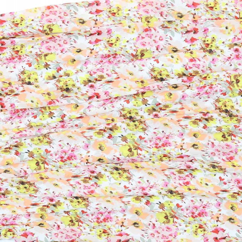 Marks and Spencer Womens Multicoloured Floral Polyester A-Line Size 18 Halter Zip