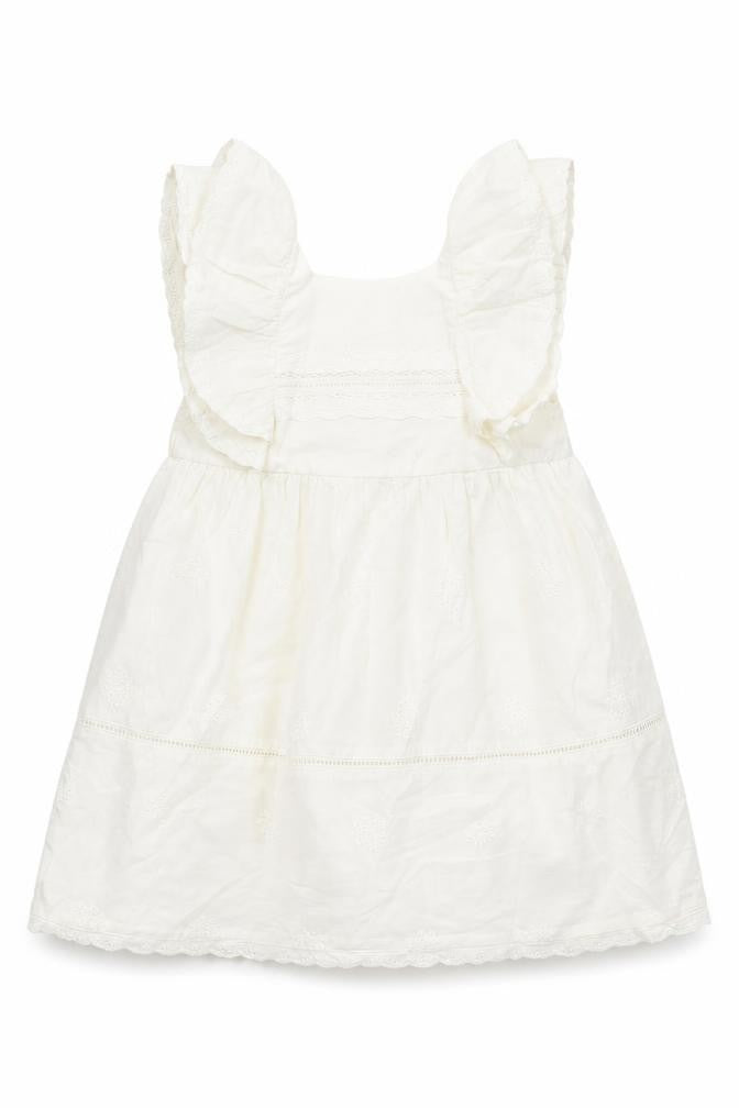 Marks and Spencer Girls Ivory Cotton A-Line Size 12-18 Months Square Neck Button