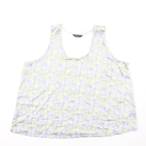 Marks and Spencer Womens Multicoloured Geometric Polyester Basic Tank Size 22 Scoop Neck
