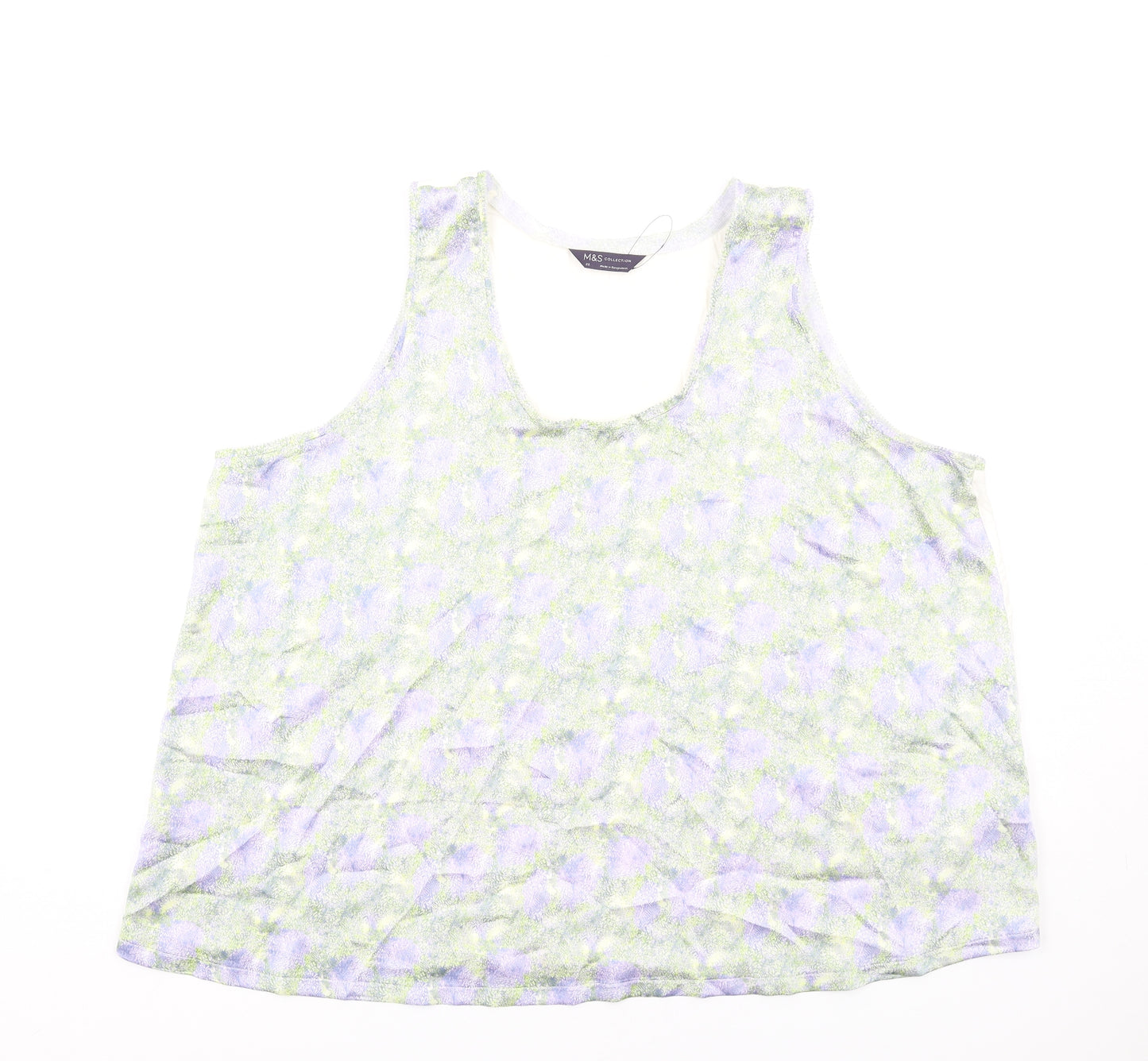 Marks and Spencer Womens Multicoloured Geometric Polyester Basic Tank Size 22 Scoop Neck