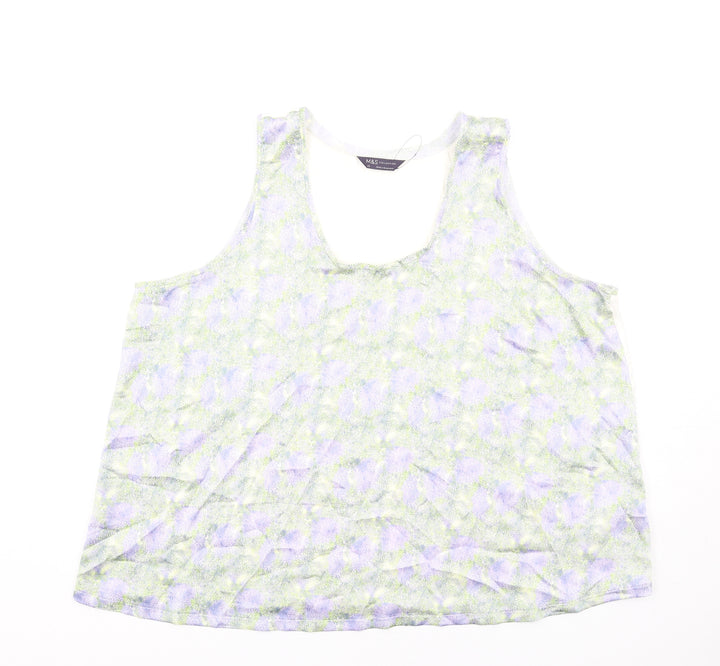 Marks and Spencer Womens Multicoloured Geometric Polyester Basic Tank Size 22 Scoop Neck