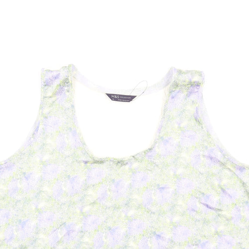 Marks and Spencer Womens Multicoloured Geometric Polyester Basic Tank Size 22 Scoop Neck