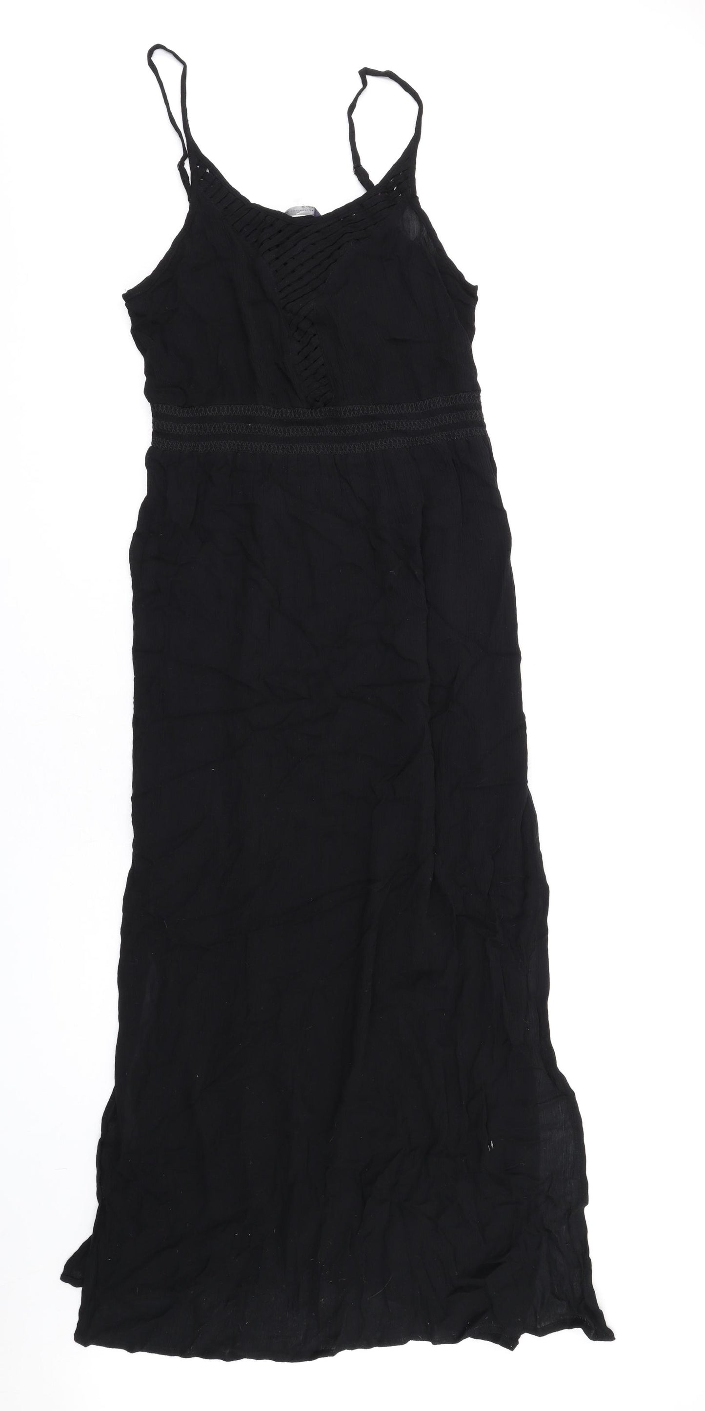 Marks and Spencer Womens Black Viscose Slip Dress Size 12 V-Neck Pullover