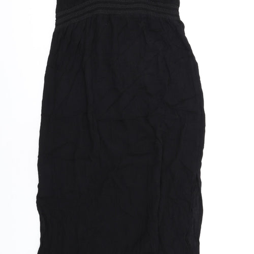 Marks and Spencer Womens Black Viscose Slip Dress Size 12 V-Neck Pullover