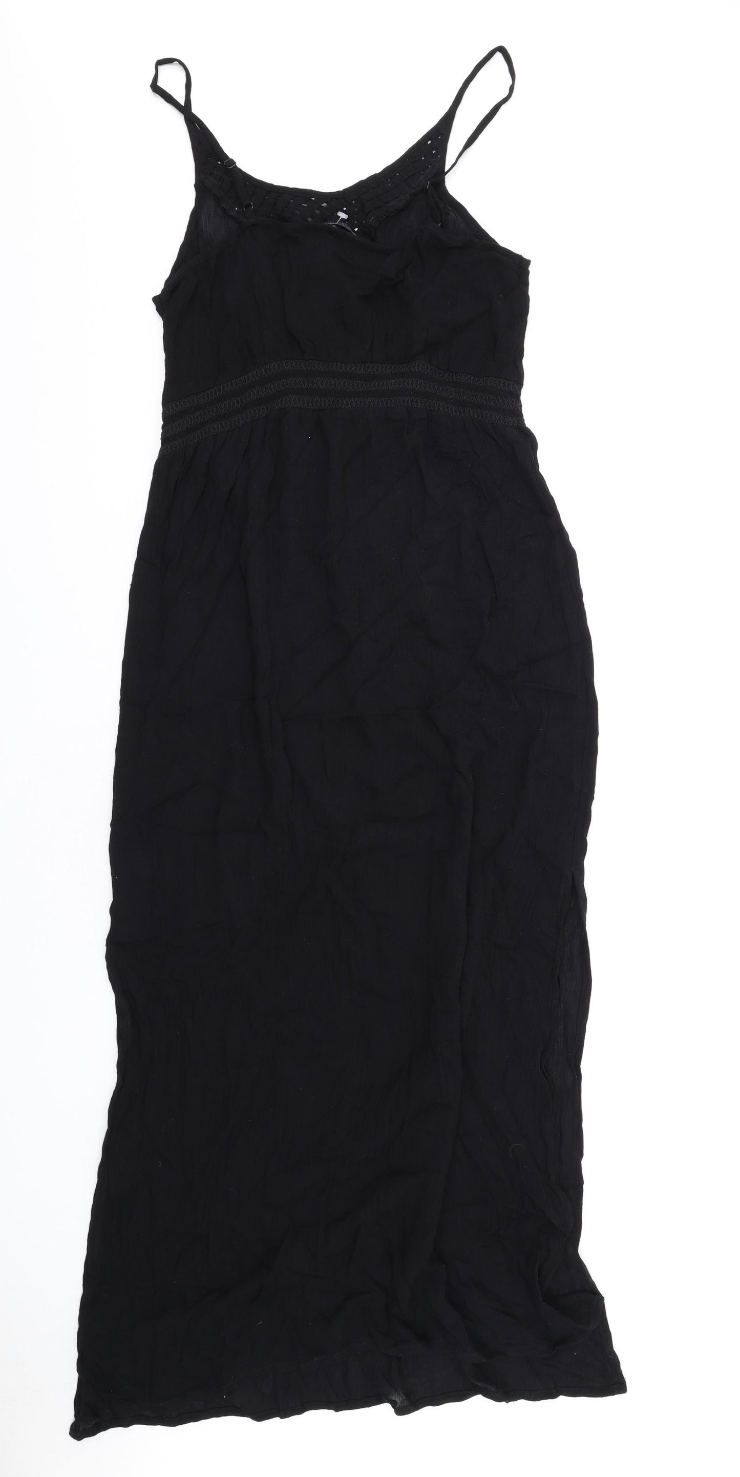 Marks and Spencer Womens Black Viscose Slip Dress Size 12 V-Neck Pullover