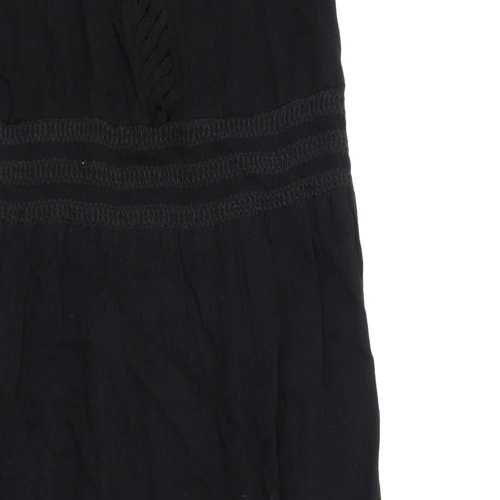 Marks and Spencer Womens Black Viscose Slip Dress Size 12 V-Neck Pullover