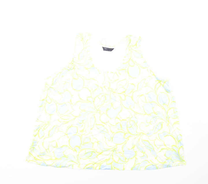 Marks and Spencer Womens Multicoloured Geometric Polyester Basic Tank Size 24 Scoop Neck