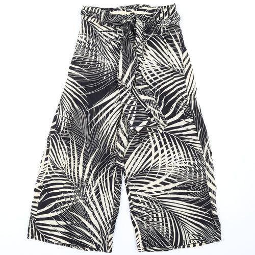 Mango Womens Beige Geometric Viscose Trousers Size S L25 in Regular Zip