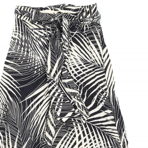Mango Womens Beige Geometric Viscose Trousers Size S L25 in Regular Zip