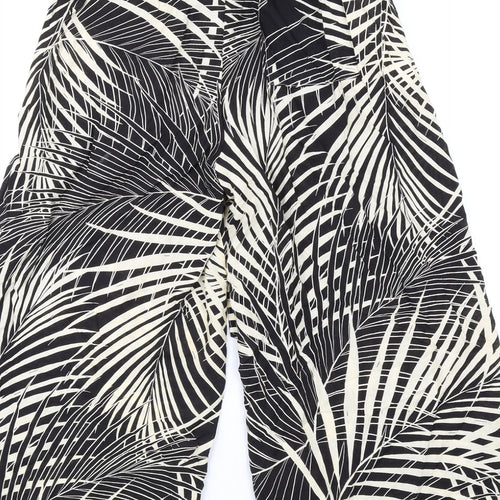Mango Womens Beige Geometric Viscose Trousers Size S L25 in Regular Zip