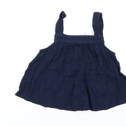Marks and Spencer Girls Blue Cotton Basic Tank Size 10-11 Years Square Neck Pullover