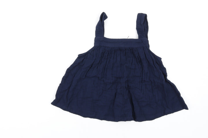 Marks and Spencer Girls Blue Cotton Basic Tank Size 10-11 Years Square Neck Pullover
