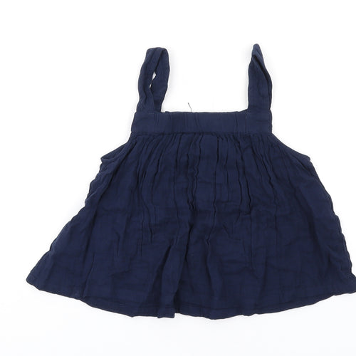 Marks and Spencer Girls Blue Cotton Basic Tank Size 11-12 Years Square Neck Pullover
