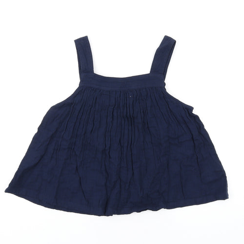 Marks and Spencer Girls Blue Cotton Basic Tank Size 12-13 Years Square Neck Pullover