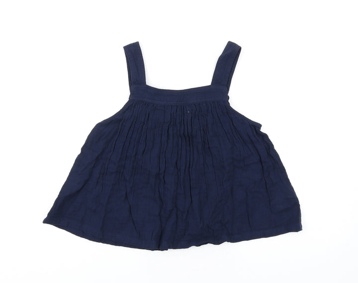 Marks and Spencer Girls Blue Cotton Basic Tank Size 12-13 Years Square Neck Pullover