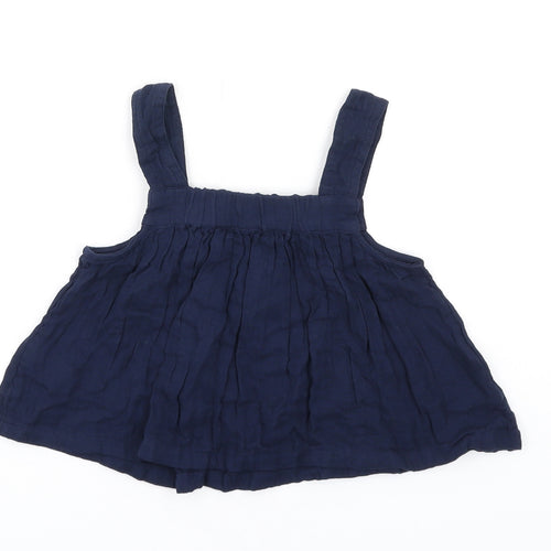 Marks and Spencer Girls Blue Cotton Basic Tank Size 7-8 Years Square Neck Pullover