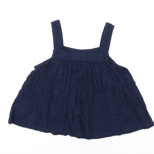 Marks and Spencer Girls Blue Cotton Basic Tank Size 12-13 Years Square Neck Pullover