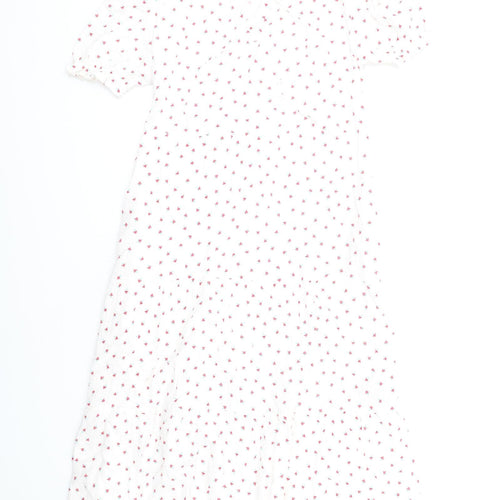 Per Una Womens White Floral Cotton A-Line Size 8 V-Neck Pullover