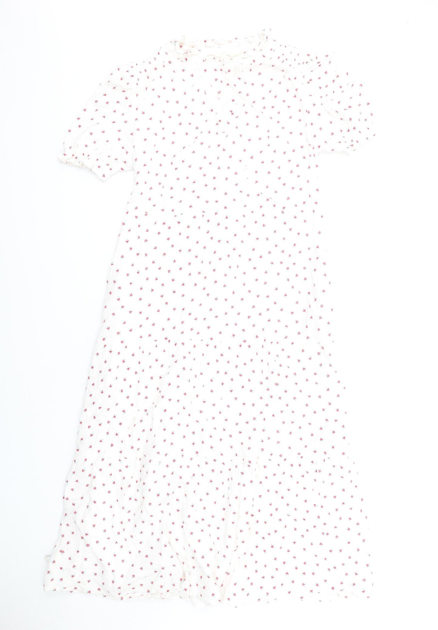 Per Una Womens White Floral Cotton A-Line Size 8 V-Neck Pullover