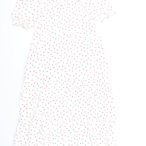 Per Una Womens White Floral Cotton A-Line Size 8 V-Neck Pullover
