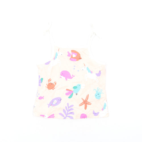 Marks and Spencer Girls Multicoloured Geometric Cotton Basic Tank Size 2-3 Years Square Neck Pullover