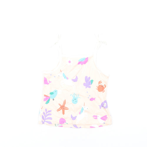 Marks and Spencer Girls Multicoloured Geometric Cotton Basic Tank Size 2-3 Years Square Neck Pullover