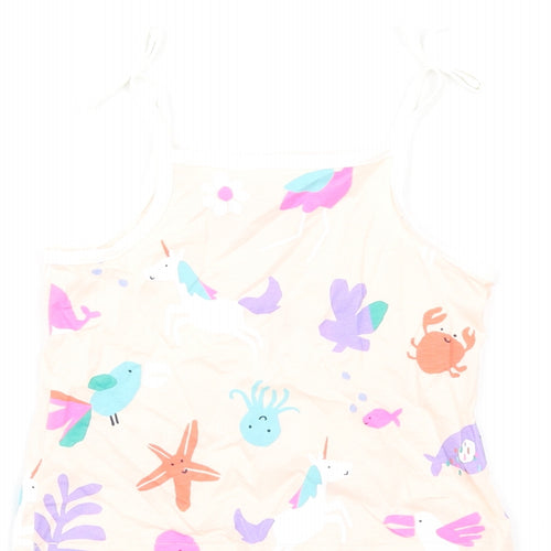 Marks and Spencer Girls Multicoloured Geometric Cotton Basic Tank Size 2-3 Years Square Neck Pullover