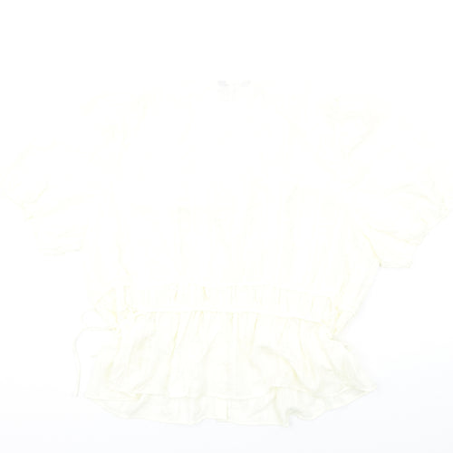 Marks and Spencer Womens Ivory Polyester Basic T-Shirt Size 20 V-Neck