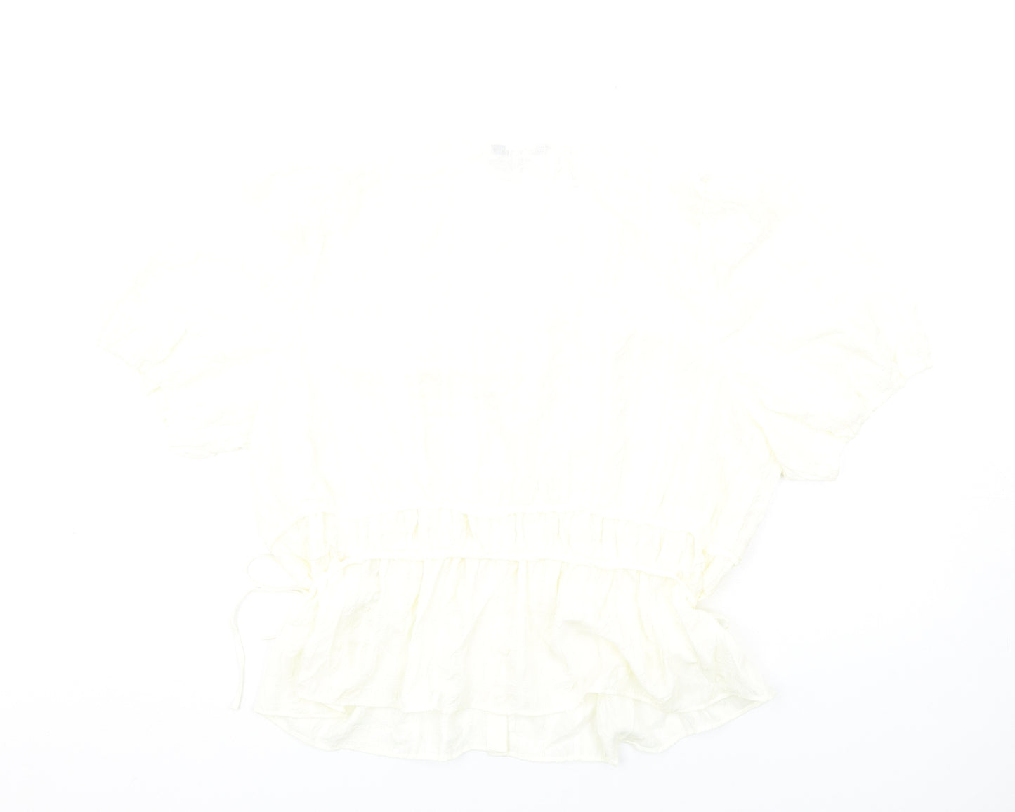 Marks and Spencer Womens Ivory Polyester Basic T-Shirt Size 20 V-Neck