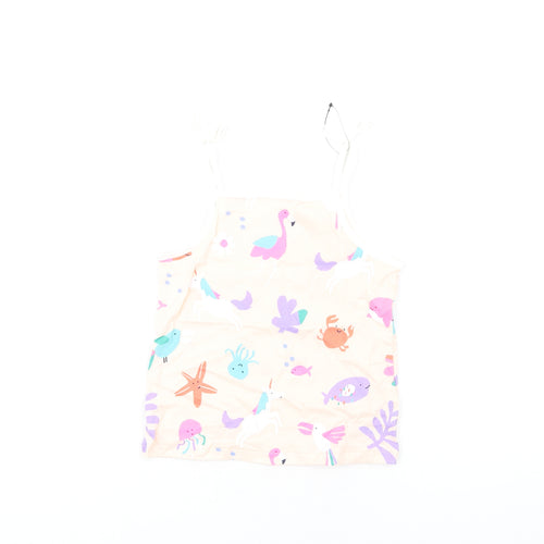 Marks and Spencer Girls Pink Geometric Cotton Basic Tank Size 5-6 Years Square Neck Pullover