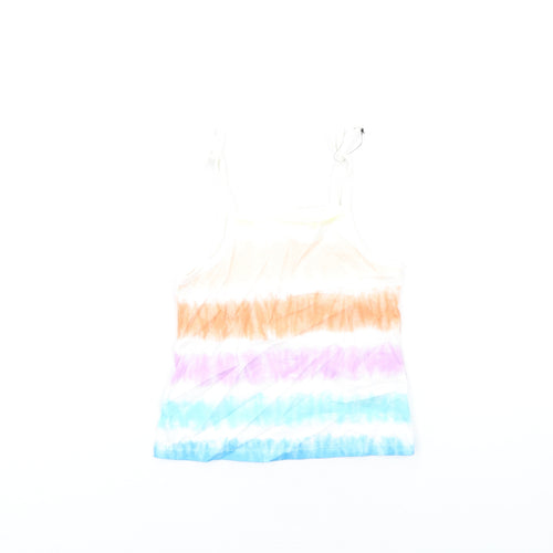 Marks and Spencer Girls Multicoloured Geometric Cotton Basic Tank Size 3-4 Years Square Neck Pullover