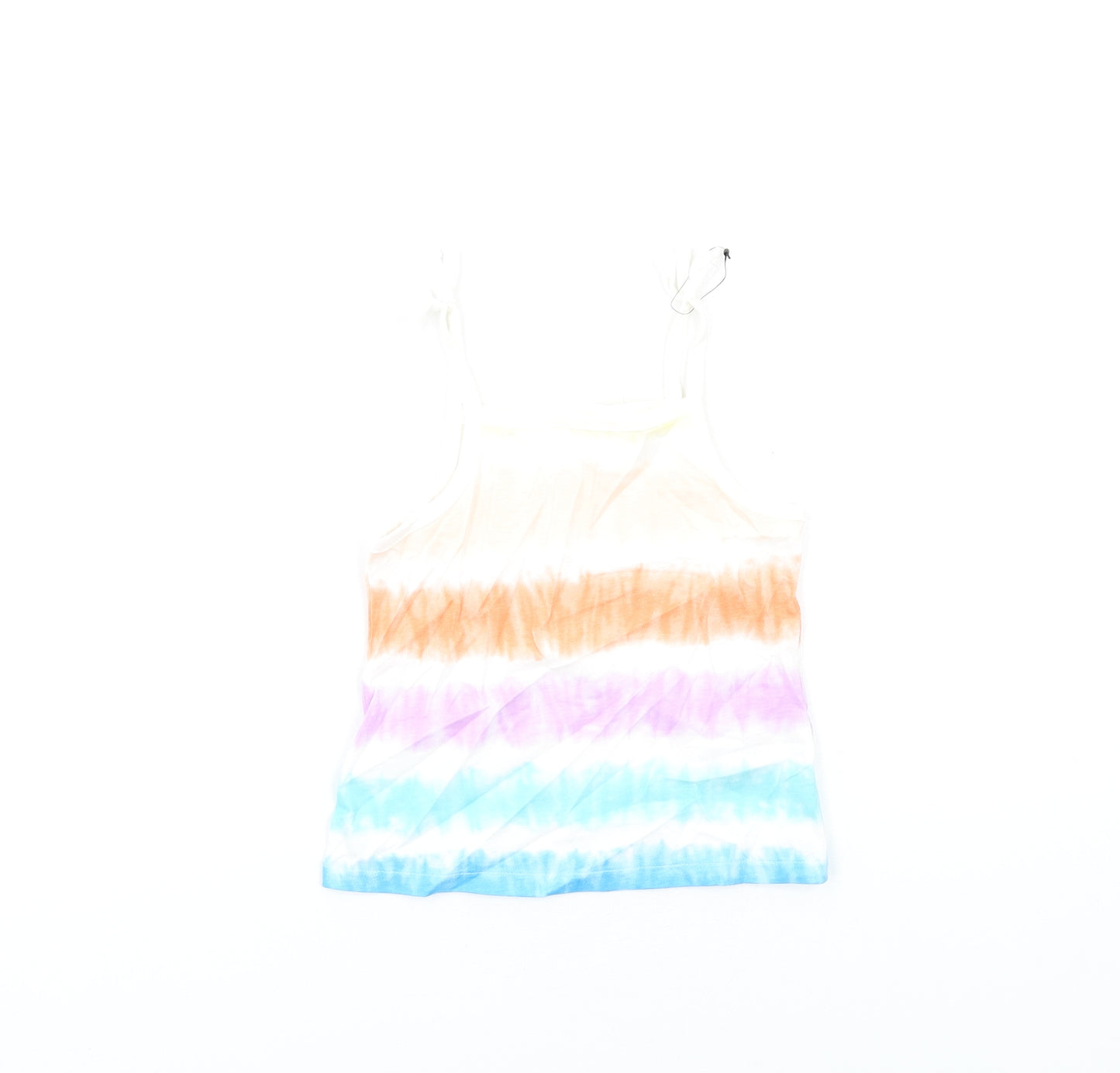 Marks and Spencer Girls Multicoloured Geometric Cotton Basic Tank Size 3-4 Years Square Neck Pullover