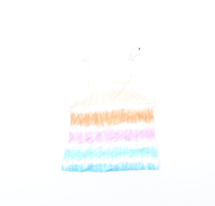 Marks and Spencer Girls Multicoloured Geometric Cotton Basic Tank Size 3-4 Years Square Neck Pullover