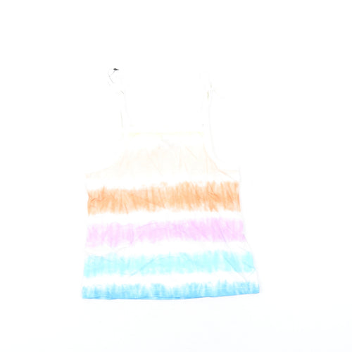 Marks and Spencer Girls Multicoloured Geometric Cotton Basic Tank Size 3-4 Years Square Neck Pullover