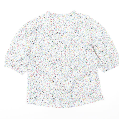 Marks and Spencer Womens Multicoloured Floral Cotton Basic T-Shirt Size 6 Round Neck