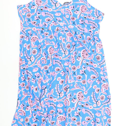 Marks and Spencer Womens Blue Geometric Polyester A-Line Size 24 V-Neck Zip