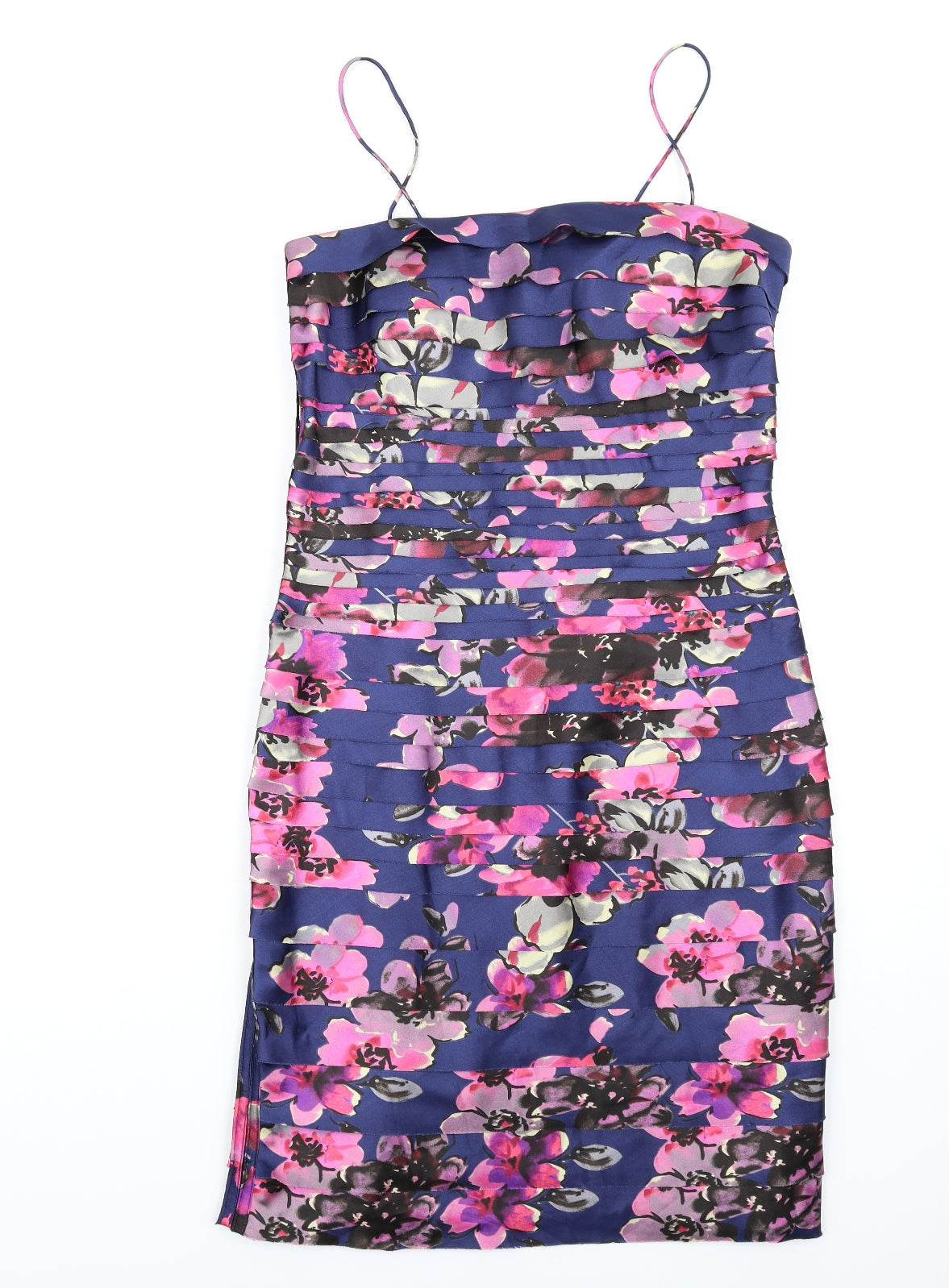 JS Collections Womens Multicoloured Floral Polyester Bodycon Size 16 Square Neck Zip