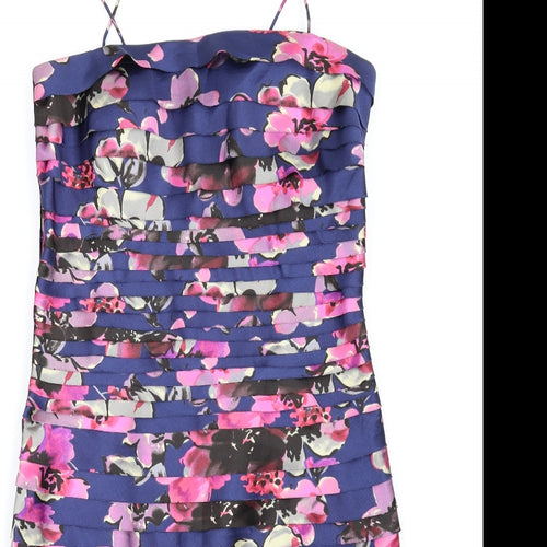 JS Collections Womens Multicoloured Floral Polyester Bodycon Size 16 Square Neck Zip