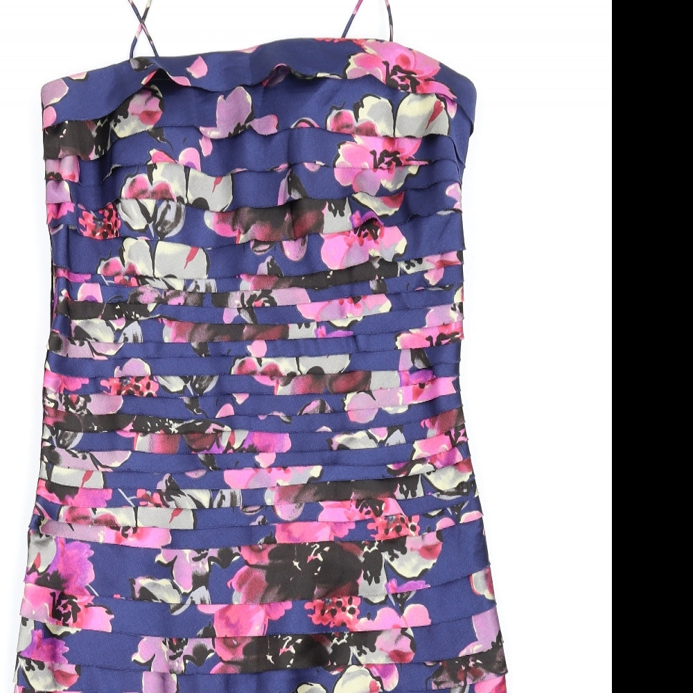 JS Collections Womens Multicoloured Floral Polyester Bodycon Size 16 Square Neck Zip