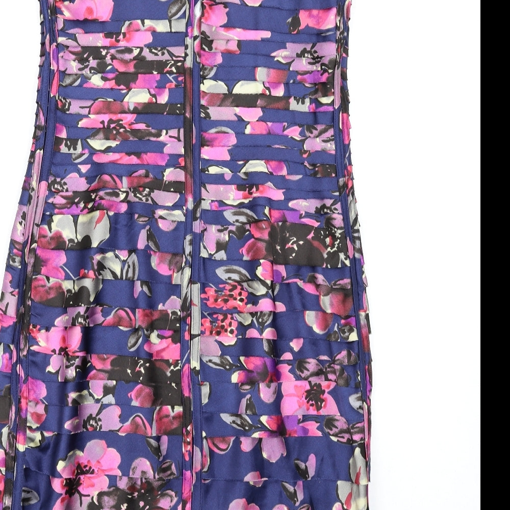 JS Collections Womens Multicoloured Floral Polyester Bodycon Size 16 Square Neck Zip
