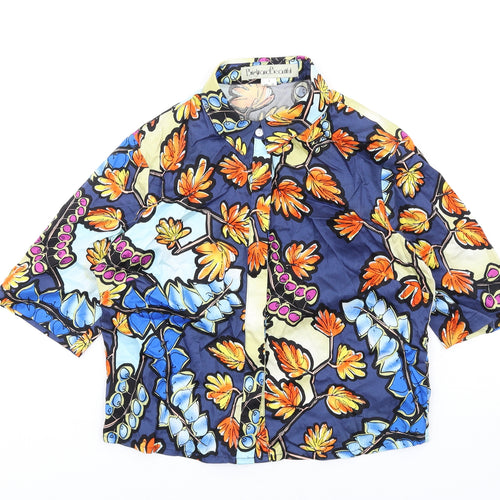Bright and Beautiful Womens Multicoloured Geometric Cotton Basic Button-Up Size 10 Collared