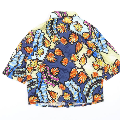 Bright and Beautiful Womens Multicoloured Geometric Cotton Basic Button-Up Size 10 Collared