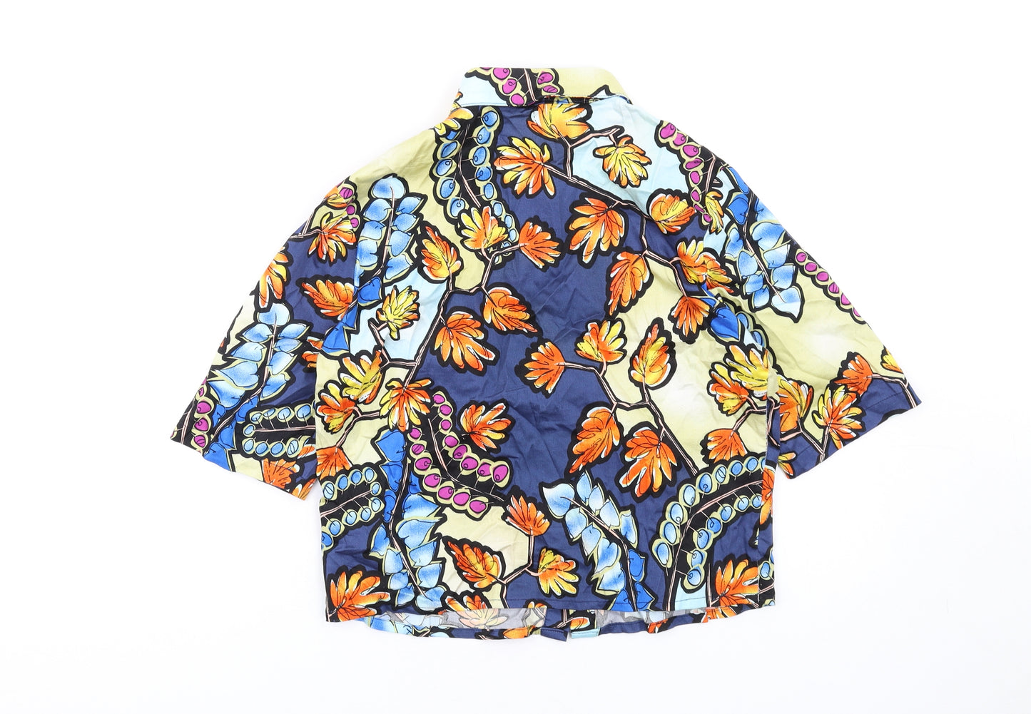 Bright and Beautiful Womens Multicoloured Geometric Cotton Basic Button-Up Size 10 Collared