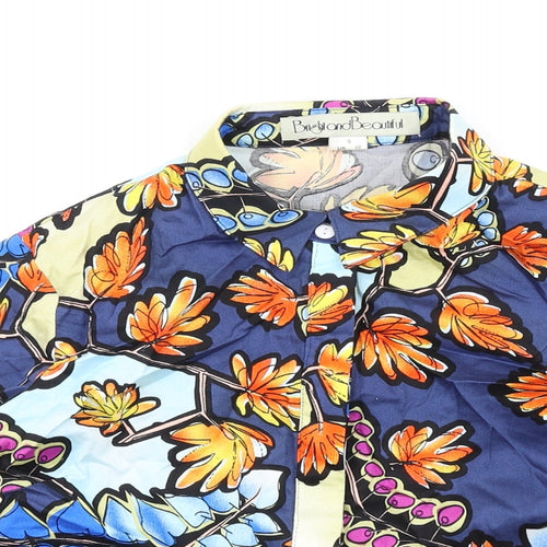 Bright and Beautiful Womens Multicoloured Geometric Cotton Basic Button-Up Size 10 Collared