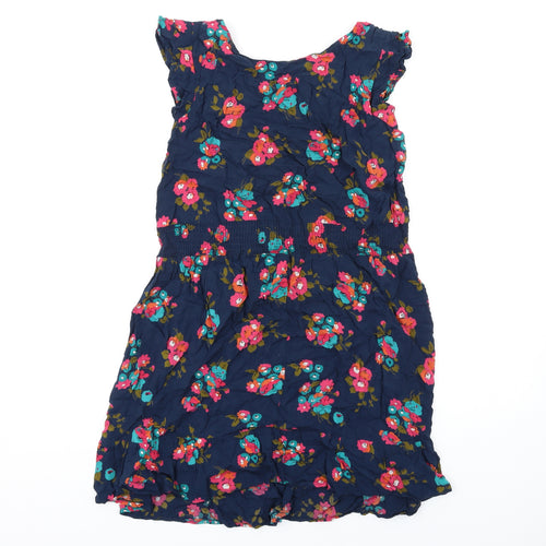 NEXT Womens Blue Floral Viscose A-Line Size 10 Round Neck Pullover
