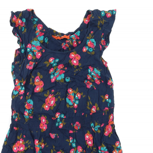 NEXT Womens Blue Floral Viscose A-Line Size 10 Round Neck Pullover