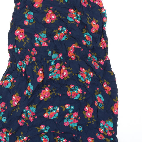 NEXT Womens Blue Floral Viscose A-Line Size 10 Round Neck Pullover