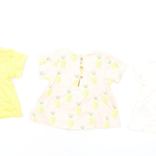 Marks and Spencer Girls Multicoloured Geometric Cotton Fit & Flare Size 0-3 Months Round Neck Button