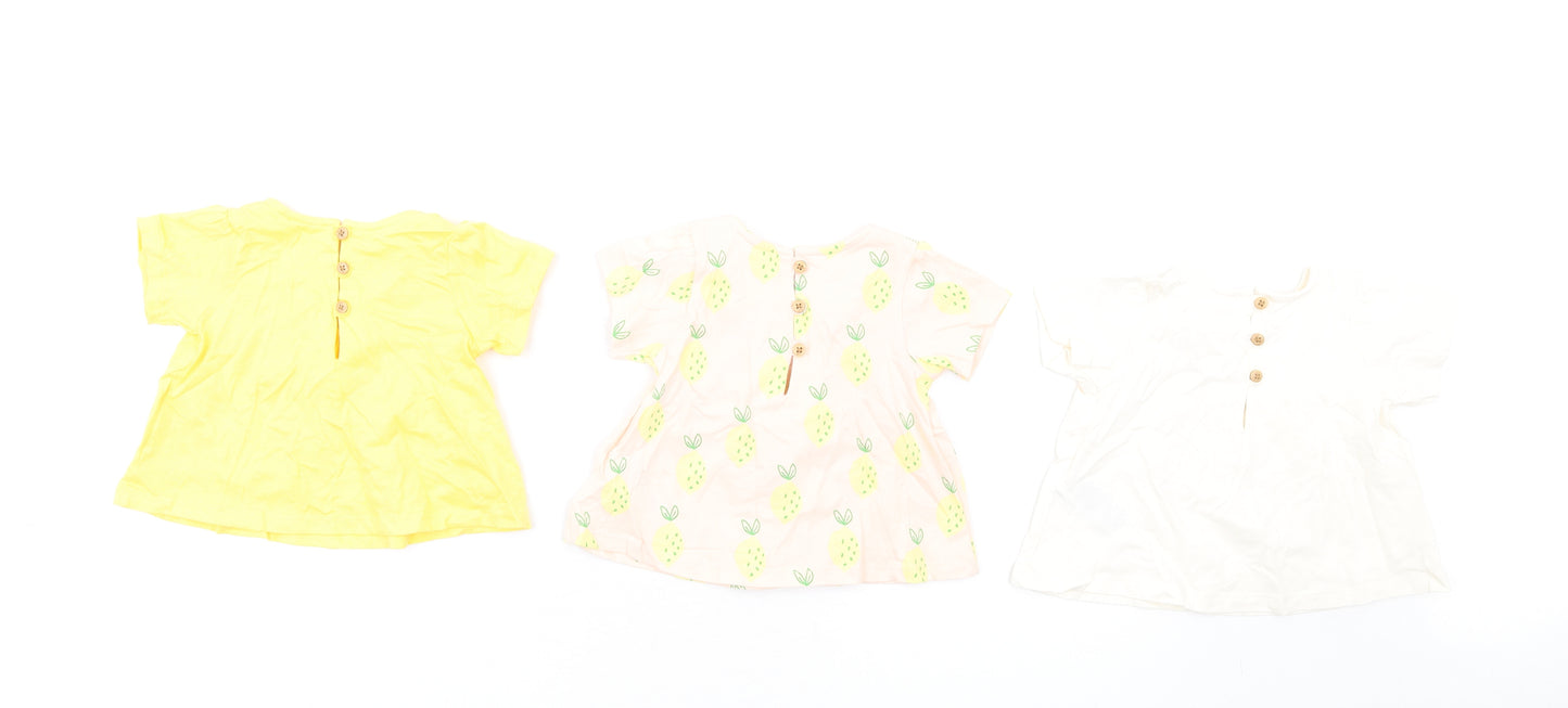 Marks and Spencer Girls Multicoloured Geometric Cotton Fit & Flare Size 0-3 Months Round Neck Button