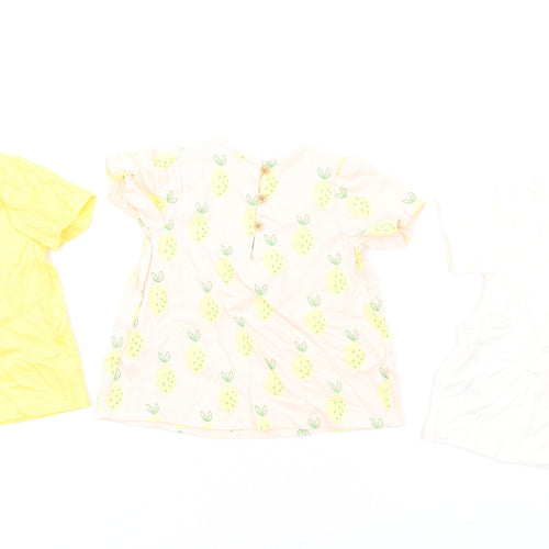 Marks and Spencer Girls Multicoloured Geometric Cotton Fit & Flare Size 12-18 Months Round Neck Button